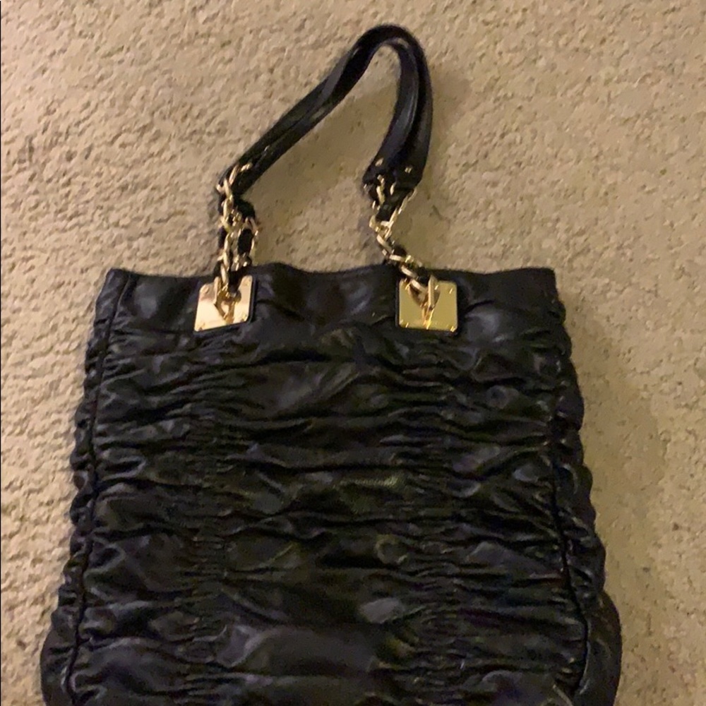 Black leather michael kors tote